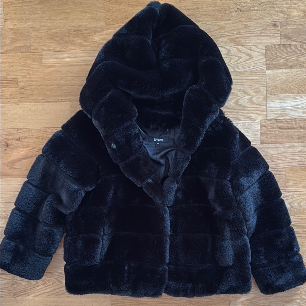 Faux Fur Black Hooded Jacket